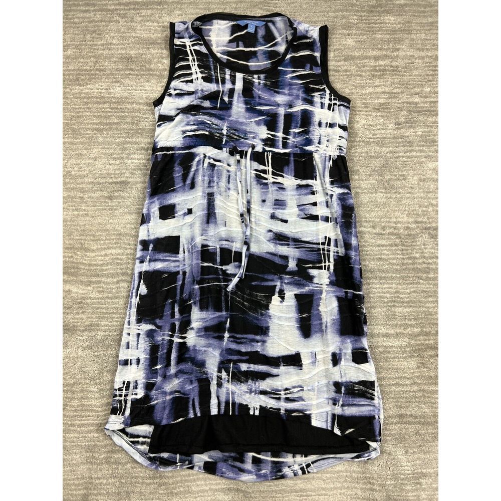 Simply Vera Vera Wang Blue Black White Abstract Print Midi Dress